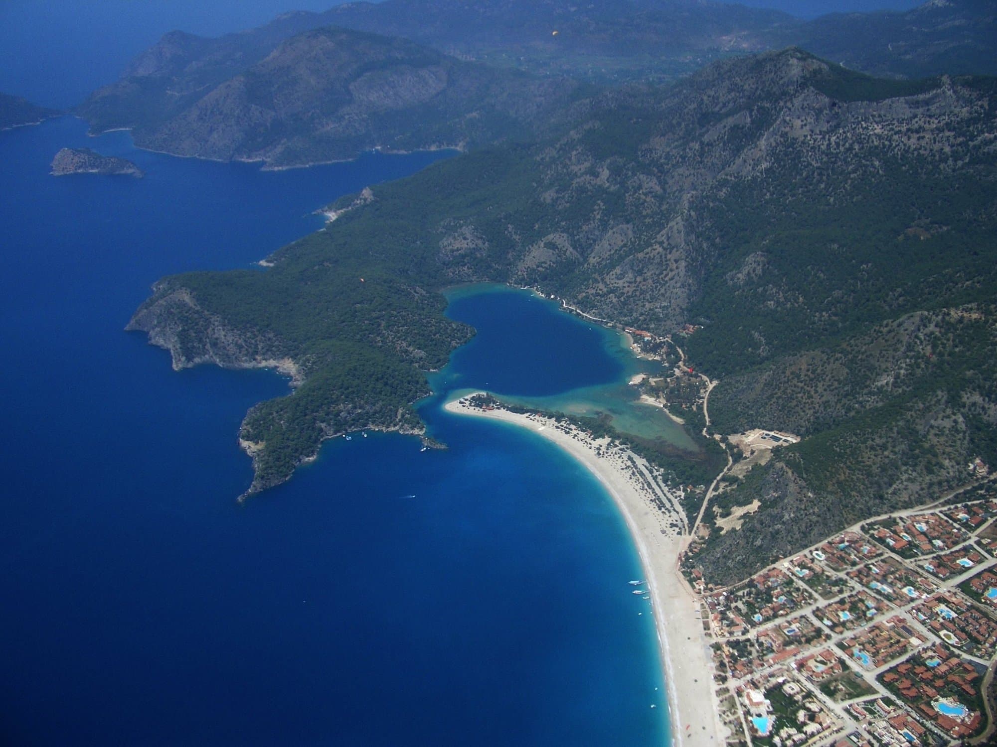 Ölüdeniz bay from the air, photographed in 2004